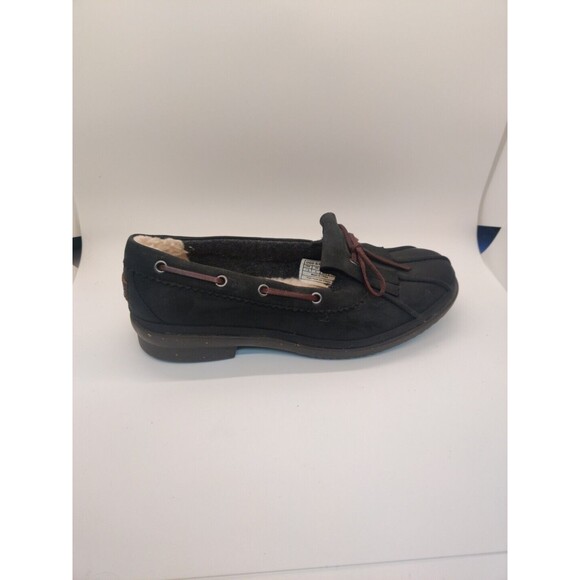 Ugg Australia Womens Sz 7.5 Haylie Oiled Leather Fringe Slipon Duck Shoe Leather - Picture 11 of 14